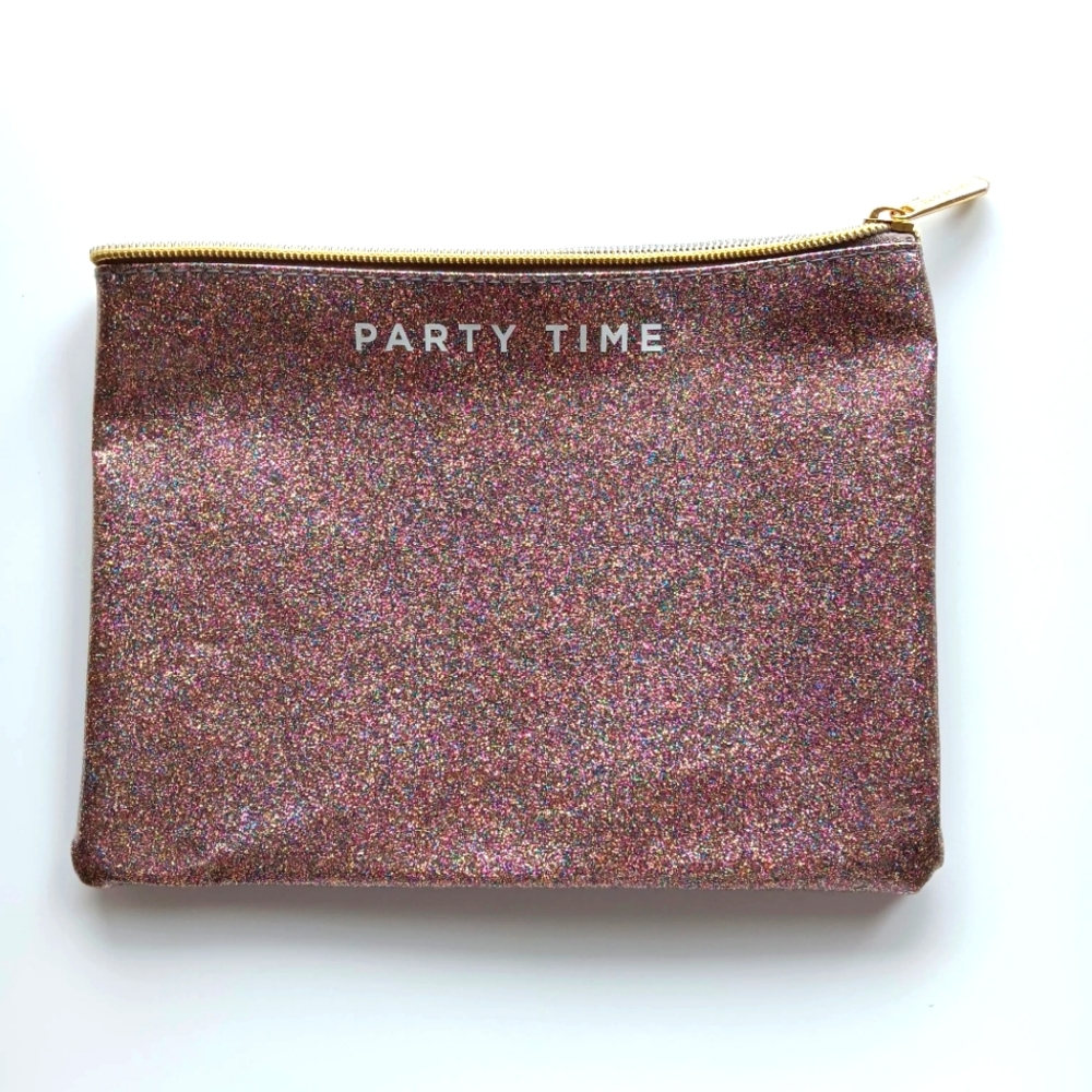 Ruby + Cash Multi Color Glitter Zip Top Cosmetics Bag, Pink Silver Gold Blue